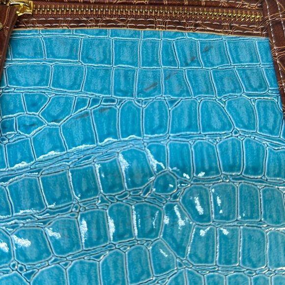 Samantha Brown Blue Croc Embossed Accents Tote Travel Bag Carry On Purse Handbag - Picture 5 of 16